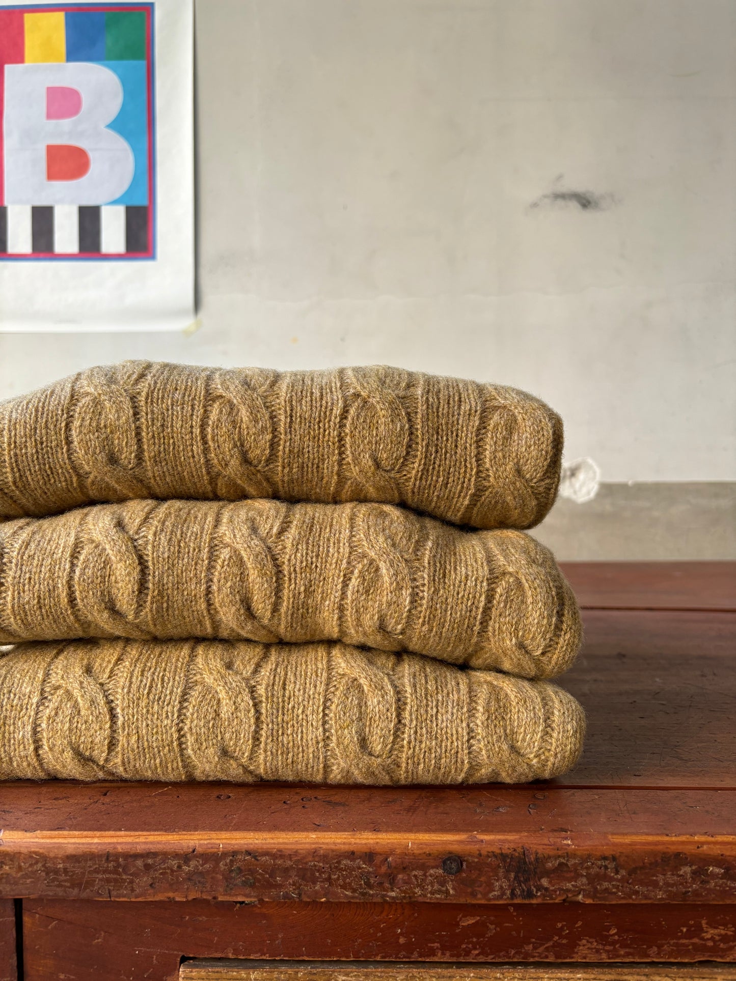 W.Lockie Supersoft Lambswool Chunky Cable Crew / Autumn Crisp