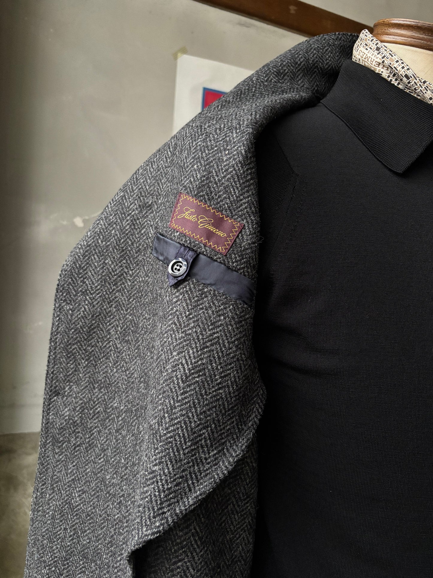 Fusto Gimeno Teba Jacket / Grey Herringbone / Size 52