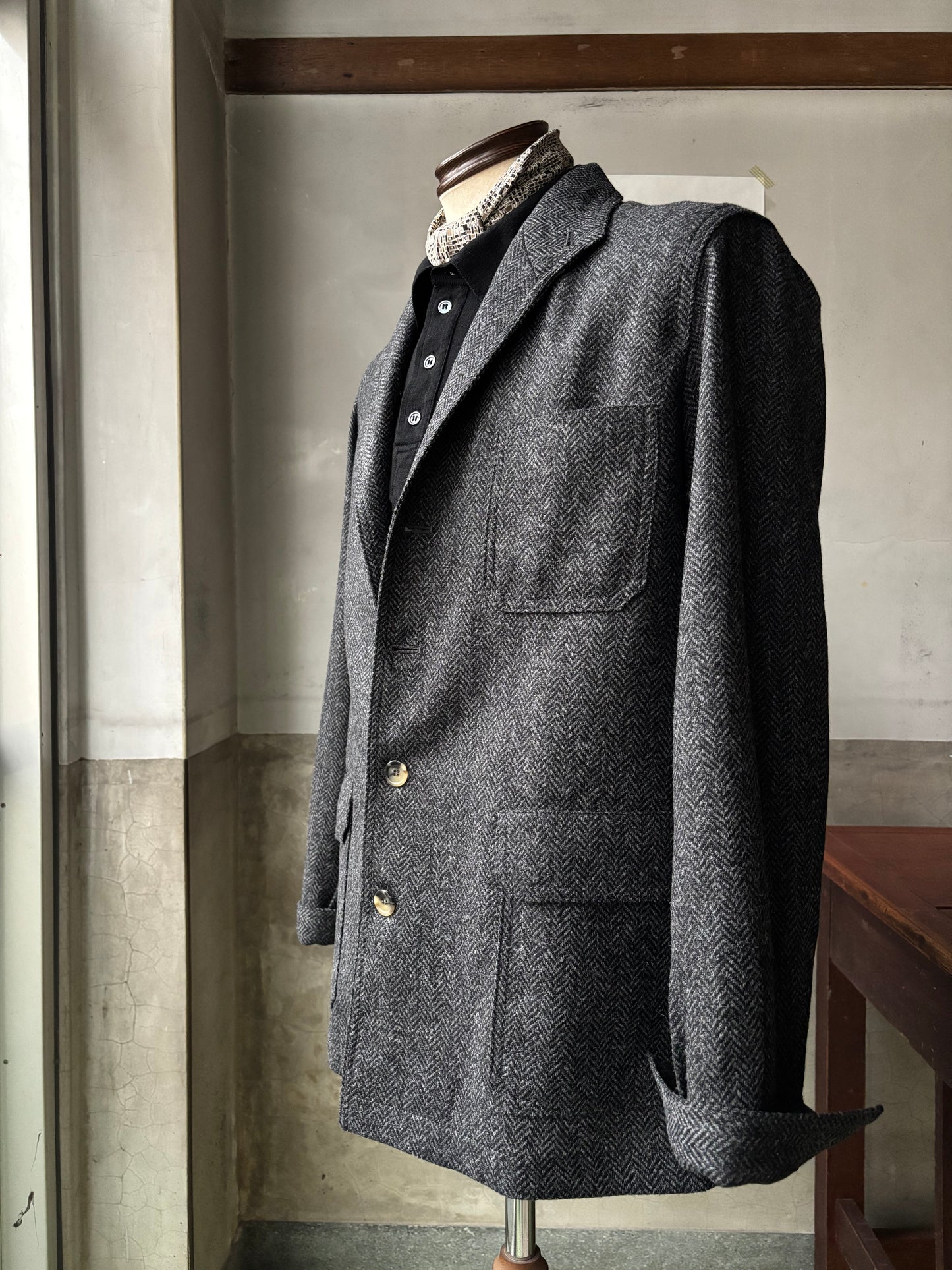Fusto Gimeno Teba Jacket / Grey Herringbone / Size 52