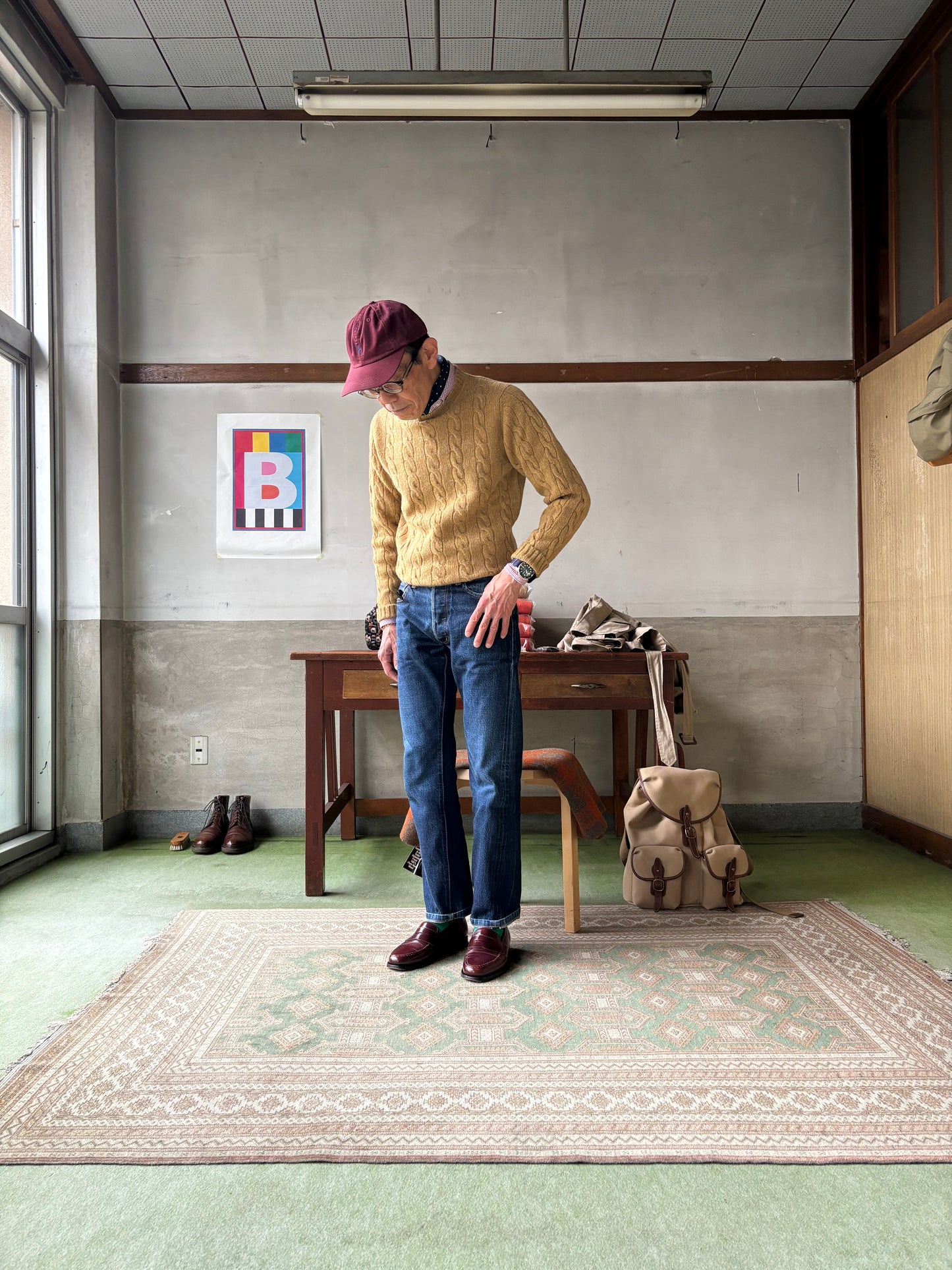W.Lockie Supersoft Lambswool Chunky Cable Crew / Autumn Crisp
