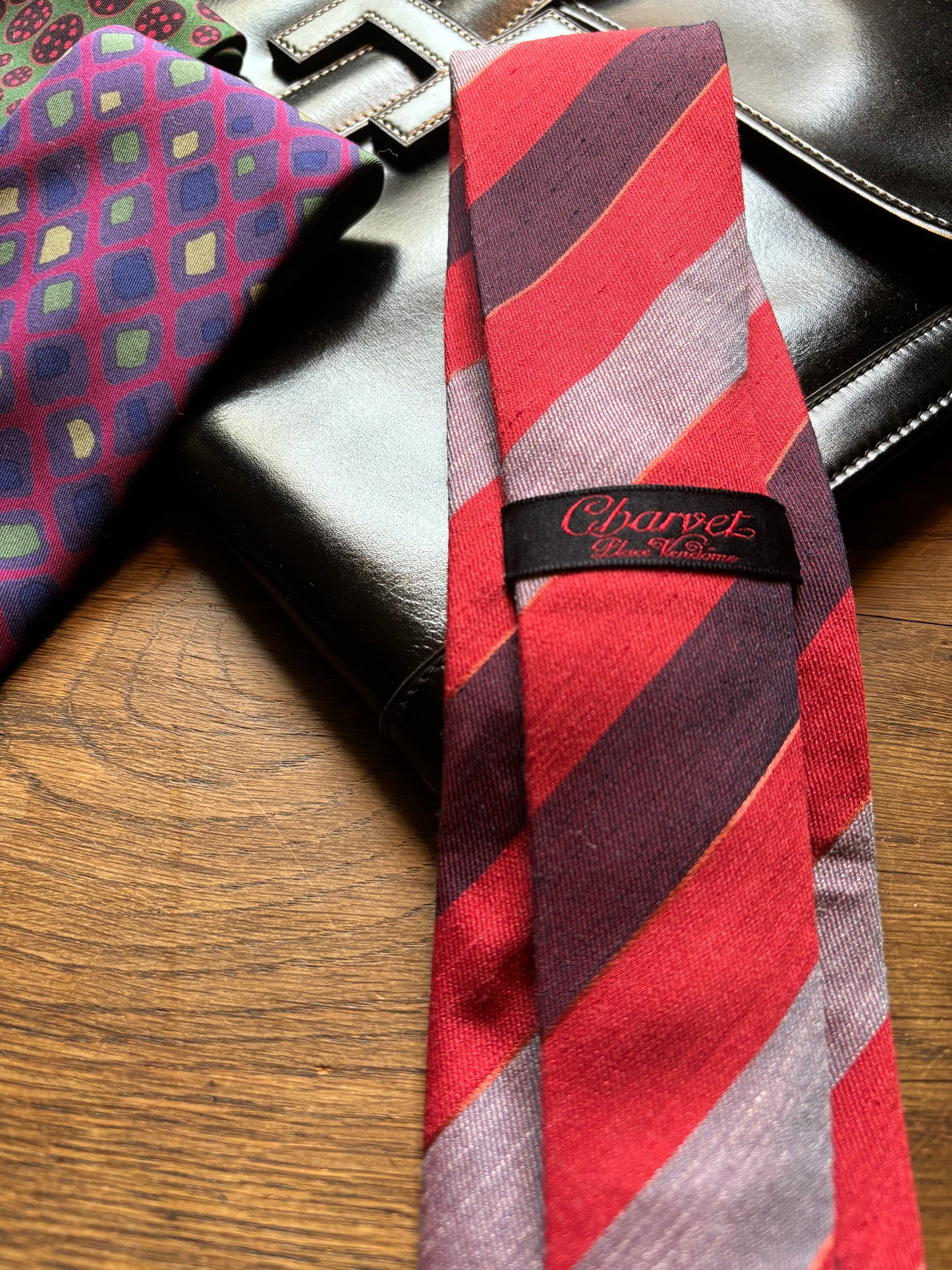 Charvet silk linen stripe tie