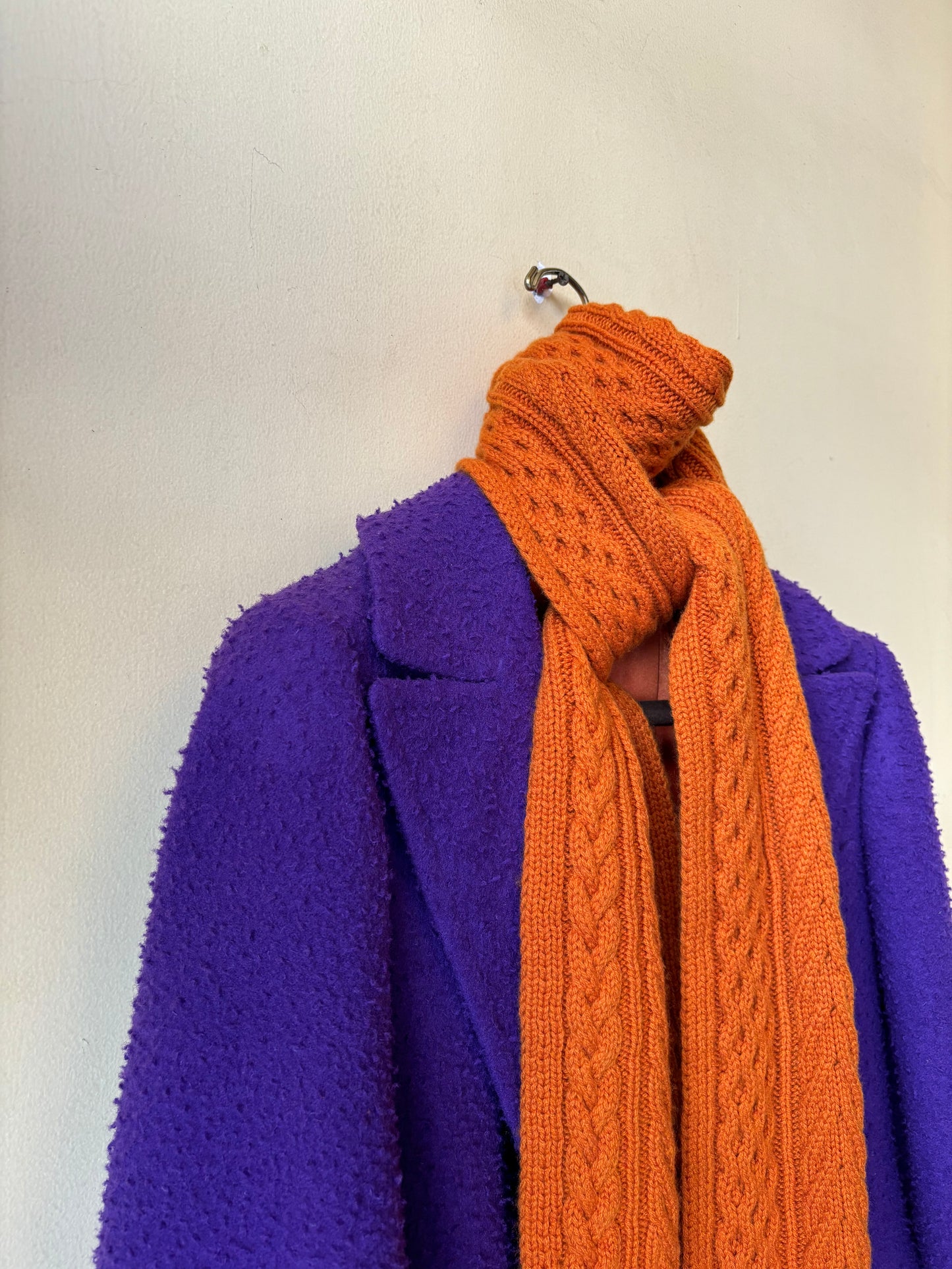 Arran cable cashmere scarf / Orange