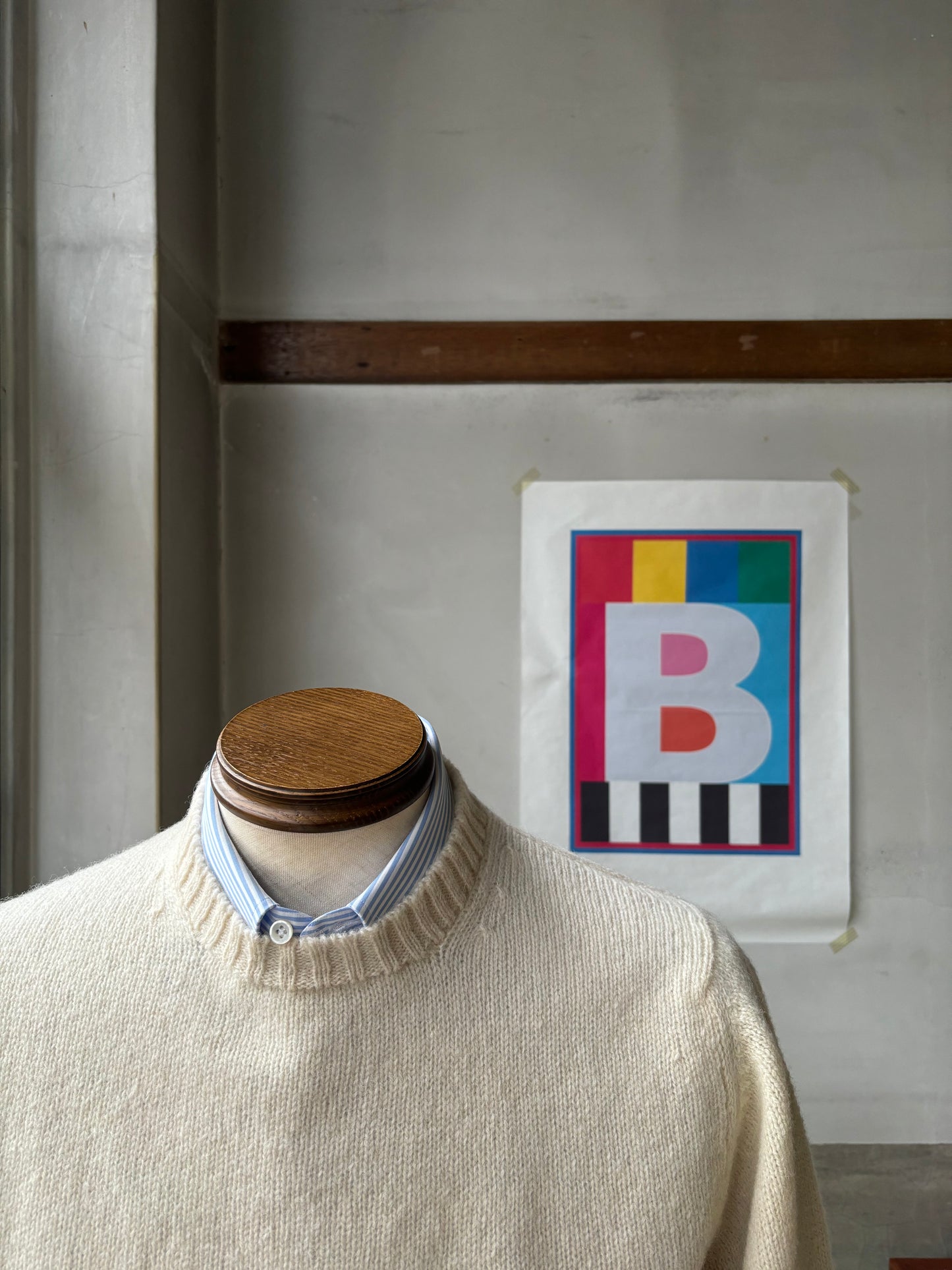 William Lockie Supersoft Lambswool Crew / Cream