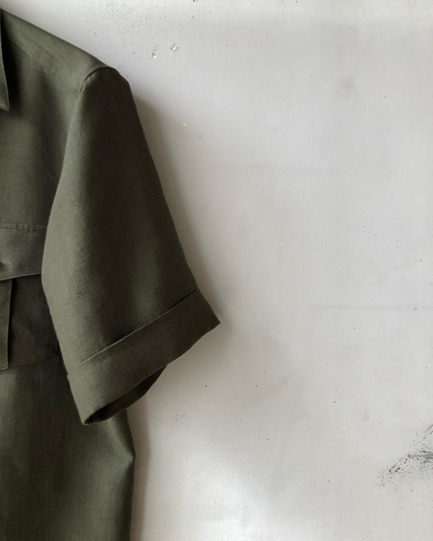 LES LESTON / MOSS Linen Open Col. shirt