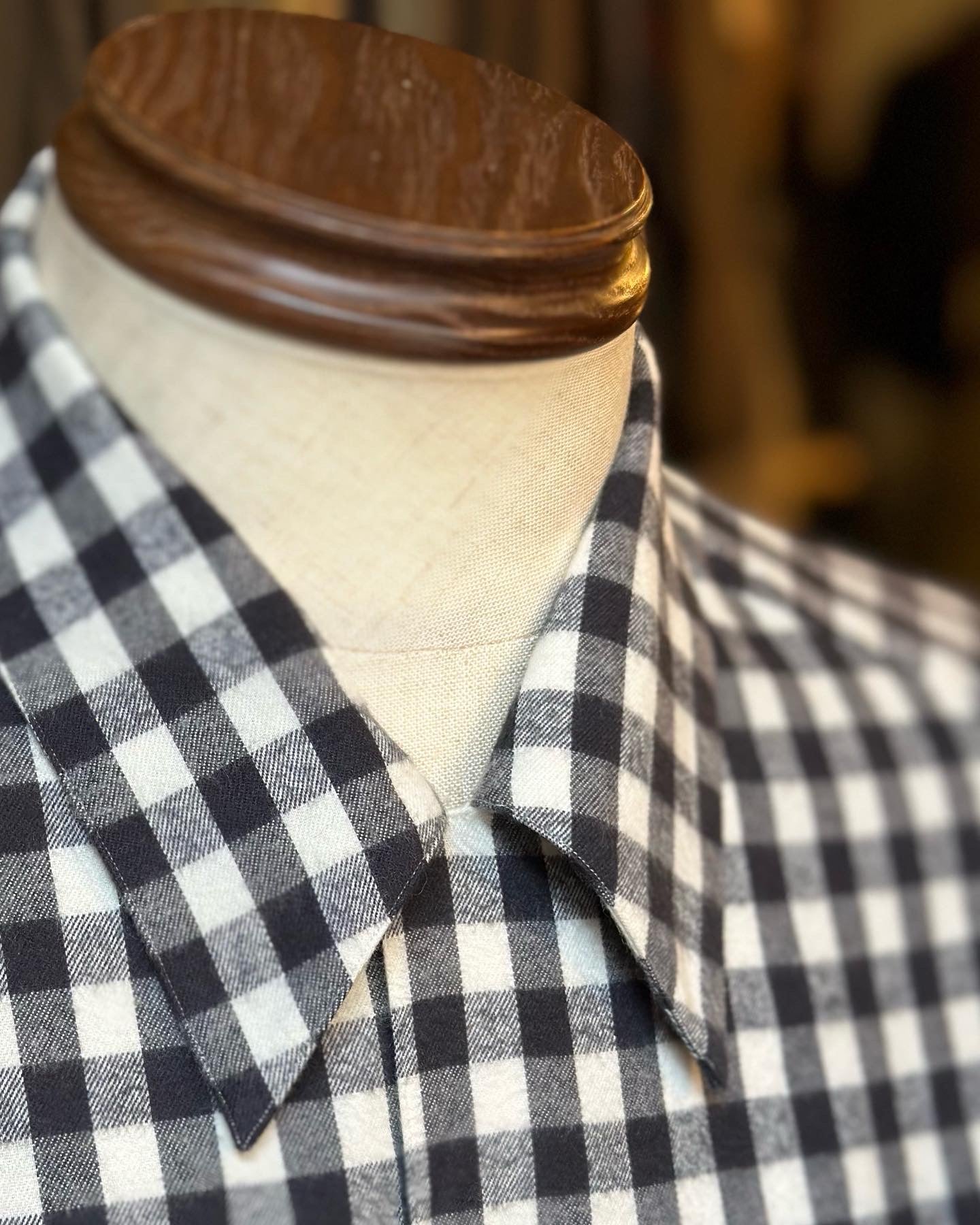 LES LESTON camp col. shirt / check brushed cotton