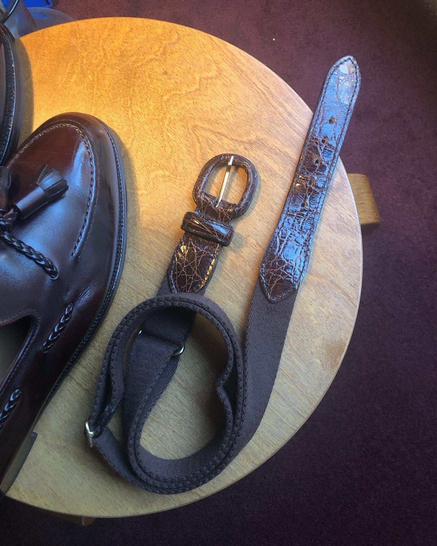 Crocodile × Cloth belt with adjuster
