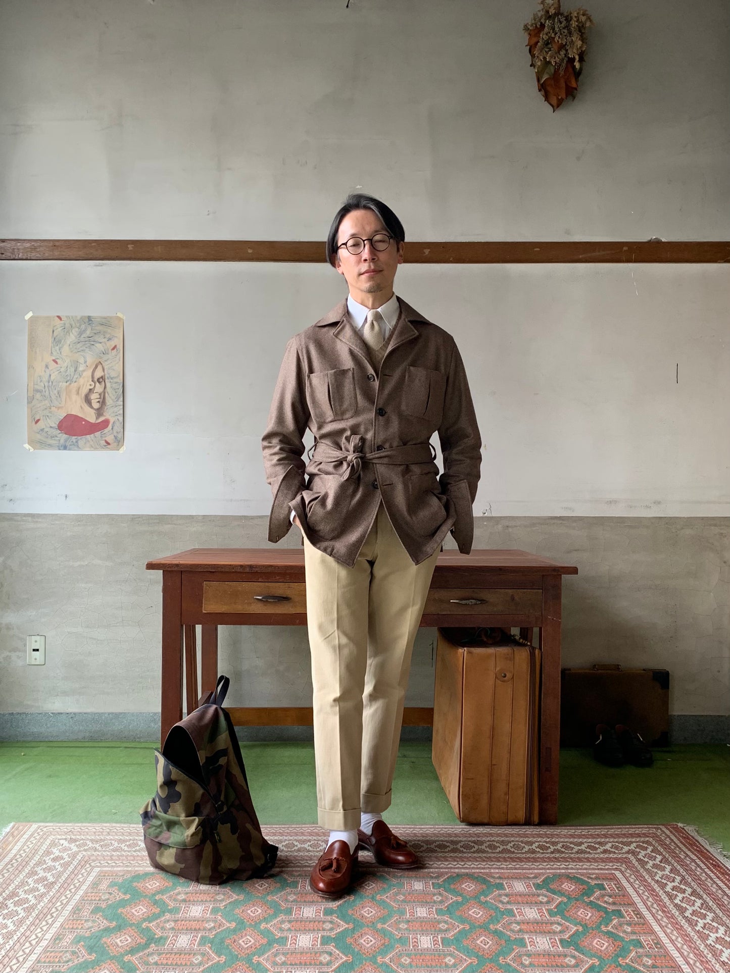 De petrillo cashmere blended wool safari