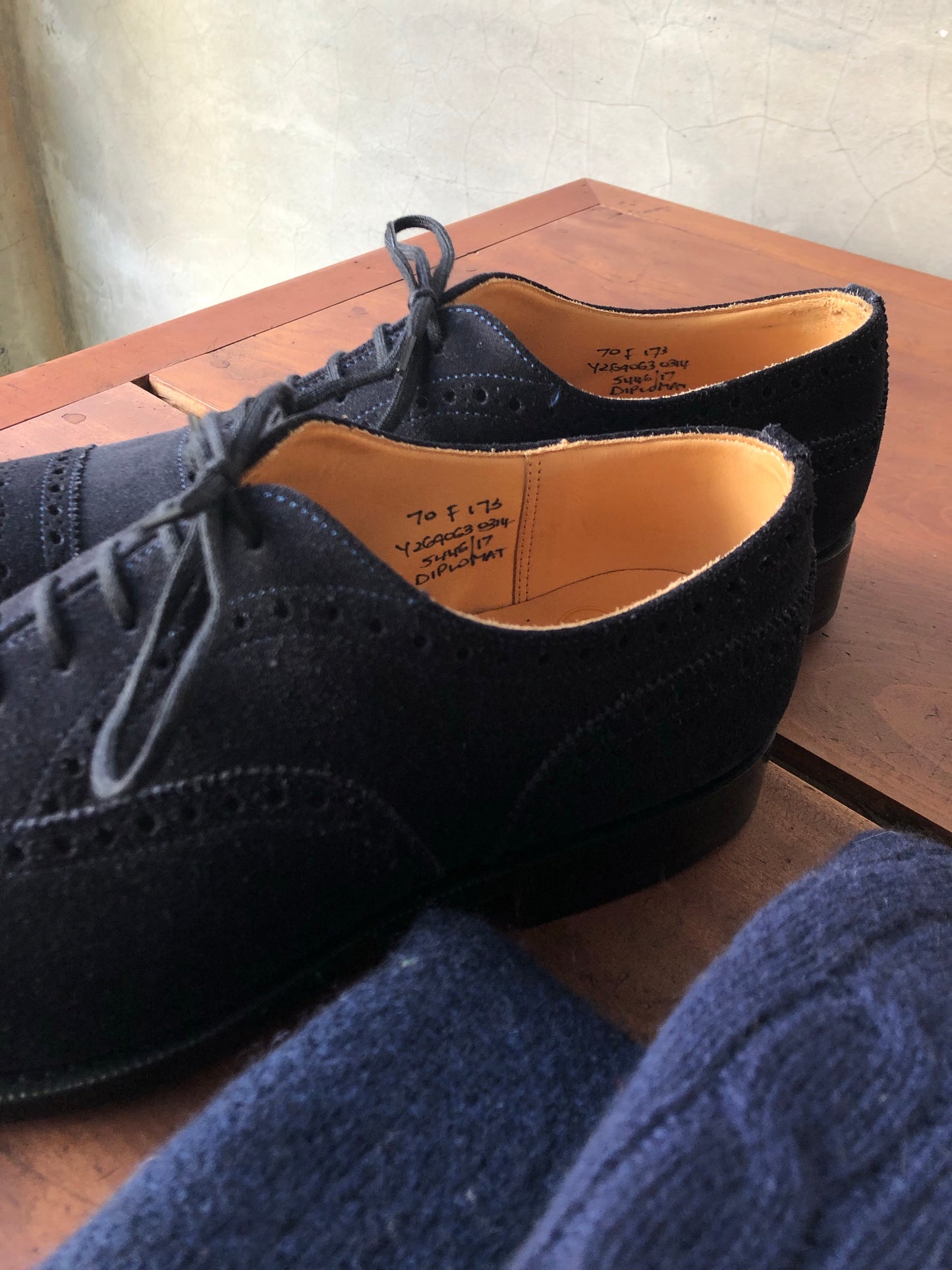 Church's navy suede shoes
