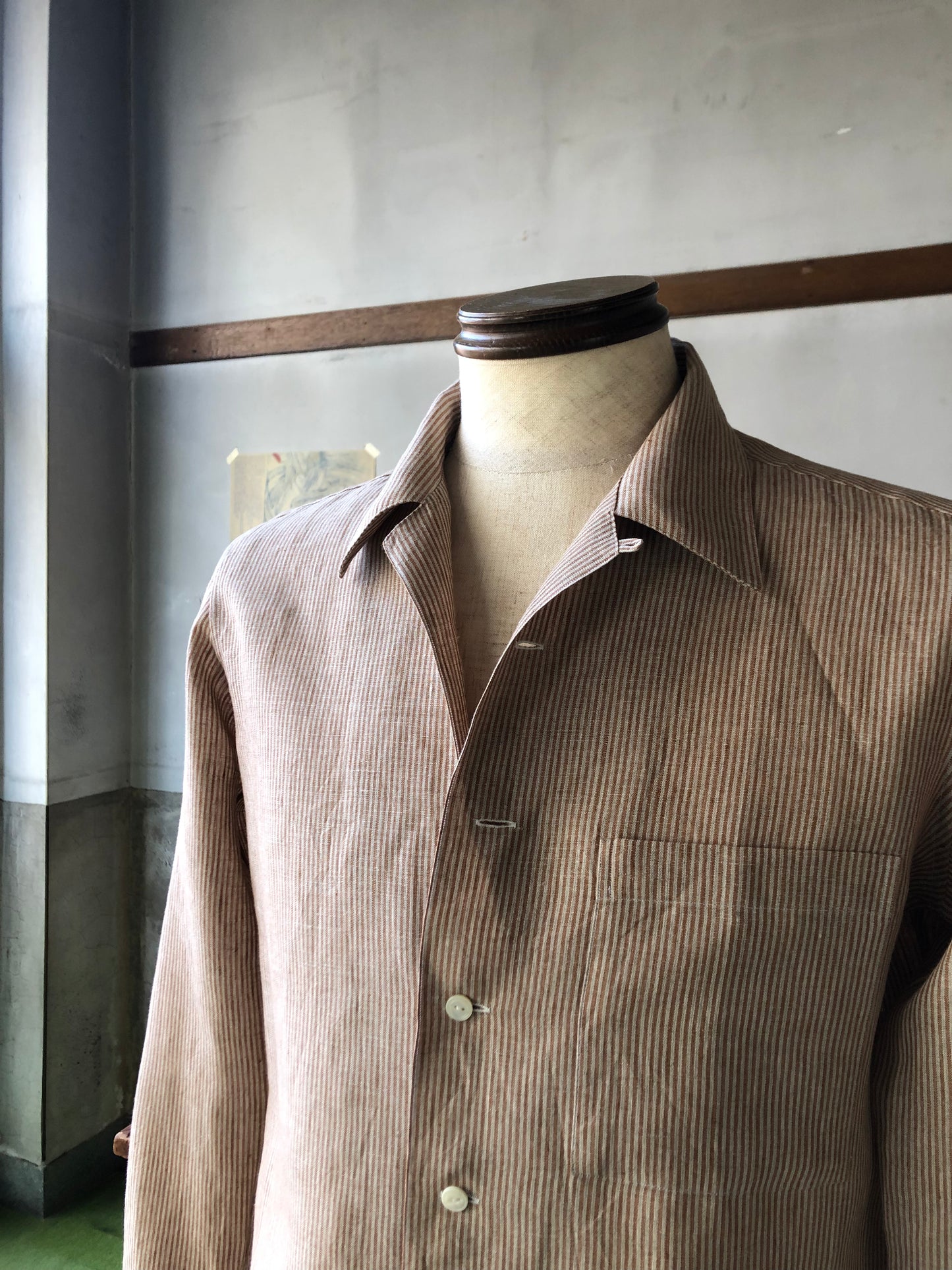 LES LESTON linen camp col.shirt
