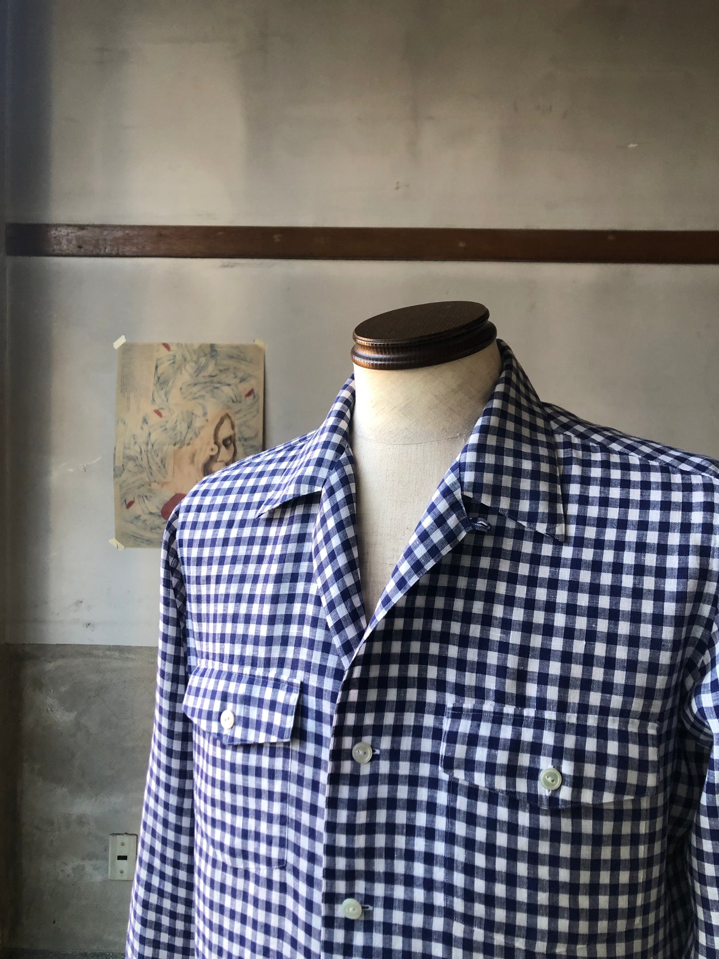 LES LESTON Irish-linen camp col.shirt