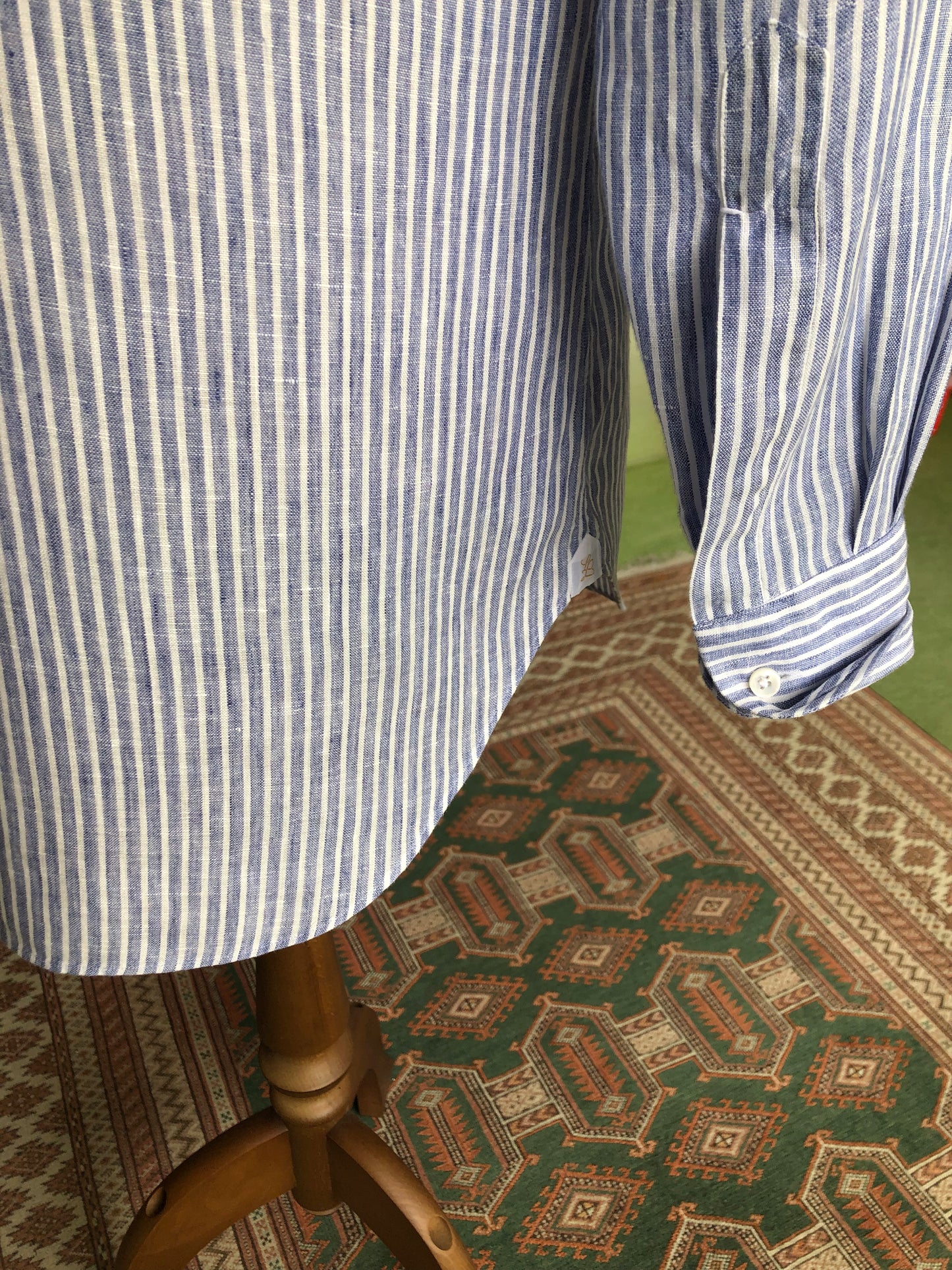 LES LESTON linen collar-less shirt