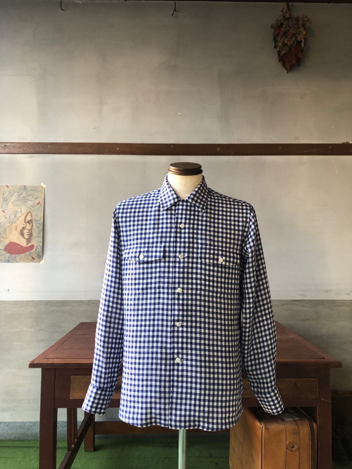 LES LESTON Irish-linen camp col.shirt