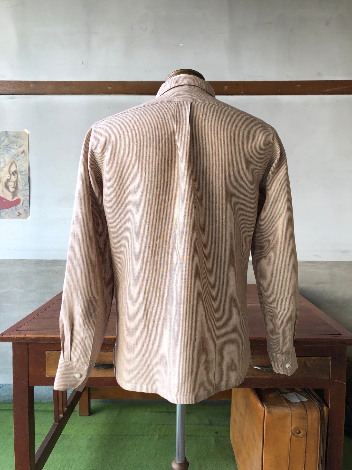 LES LESTON linen camp col.shirt