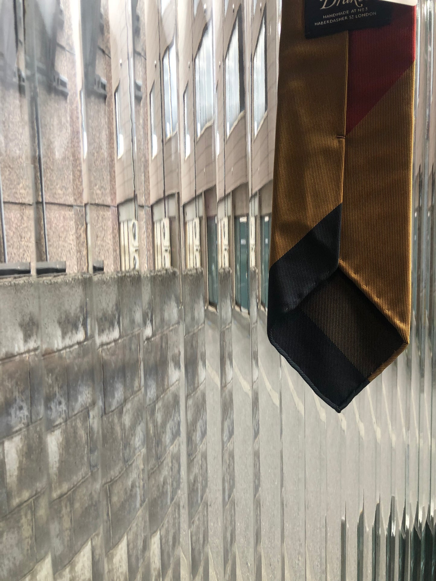 Drakes block stripe unlined tie