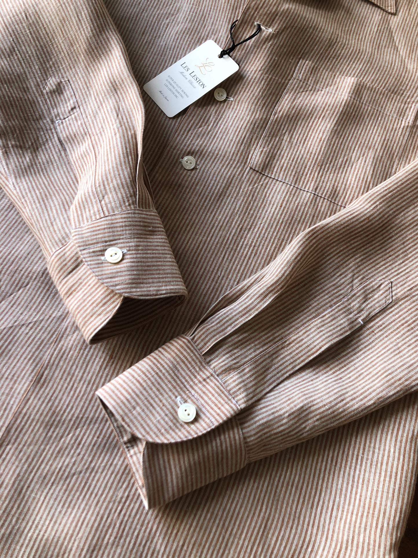 LES LESTON linen camp col.shirt