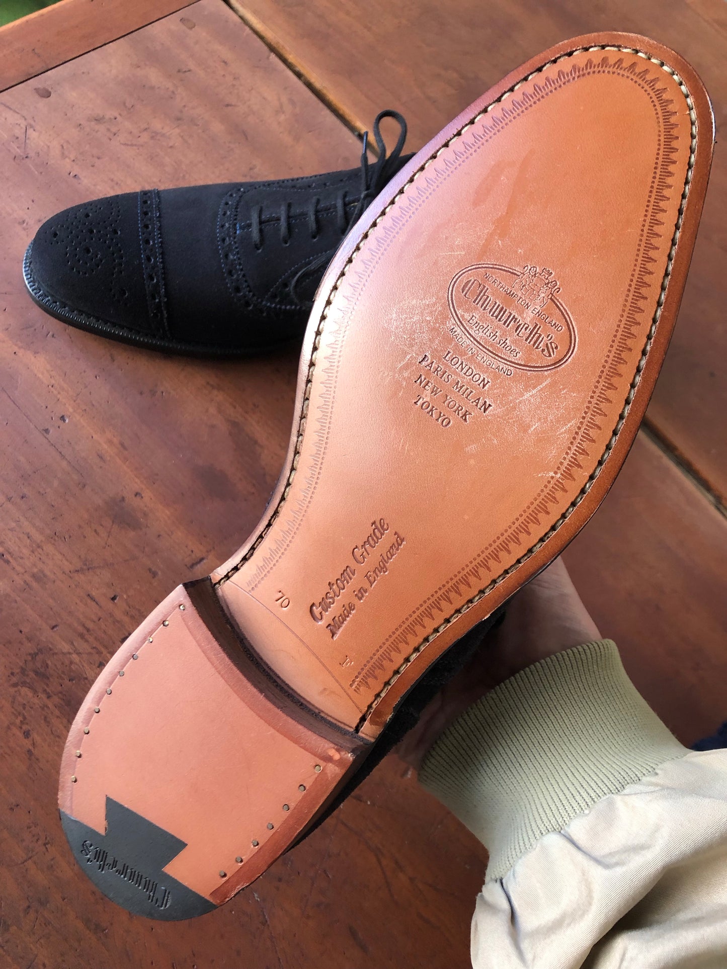 Church's navy suede shoes