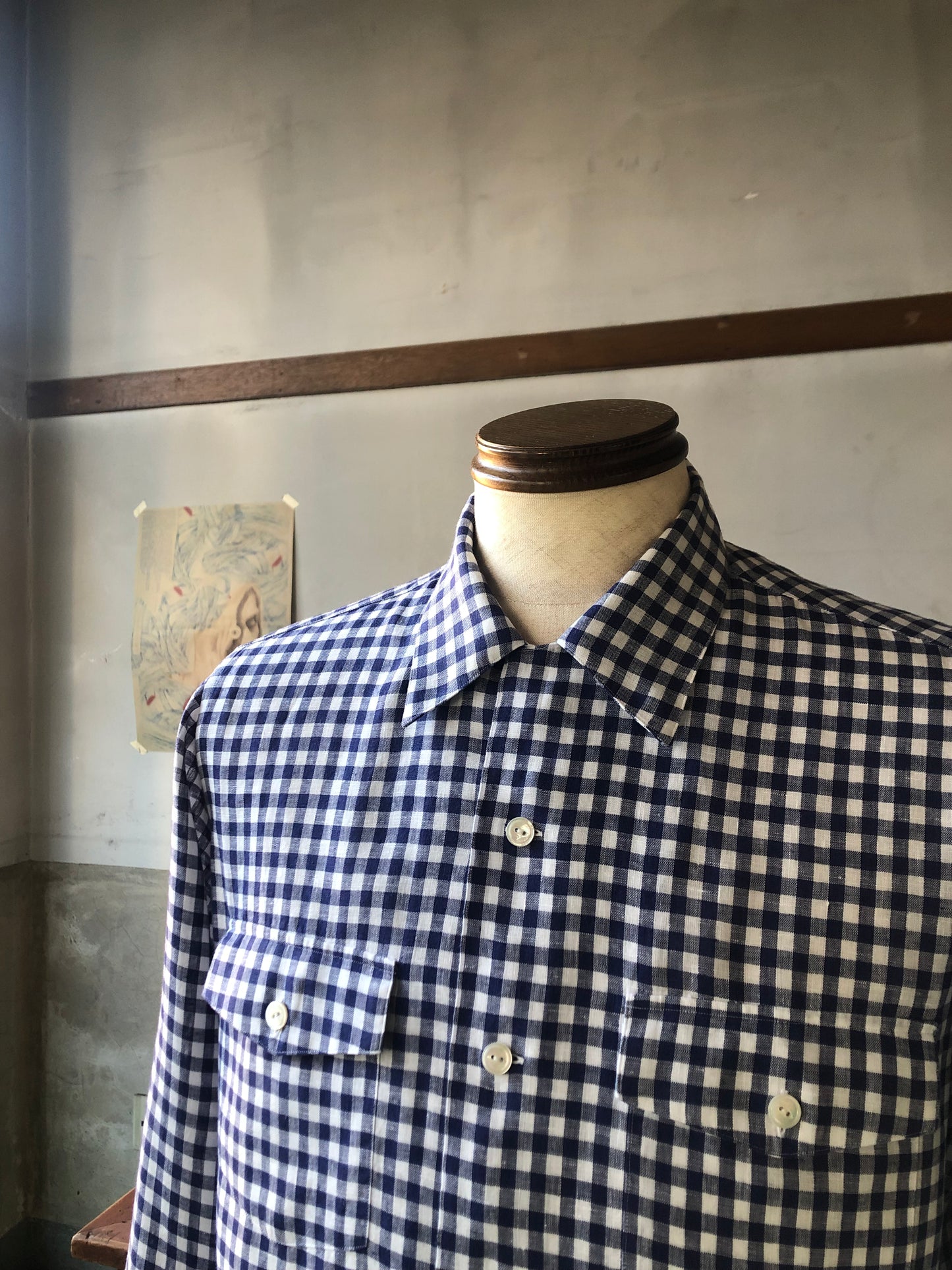 LES LESTON Irish-linen camp col.shirt
