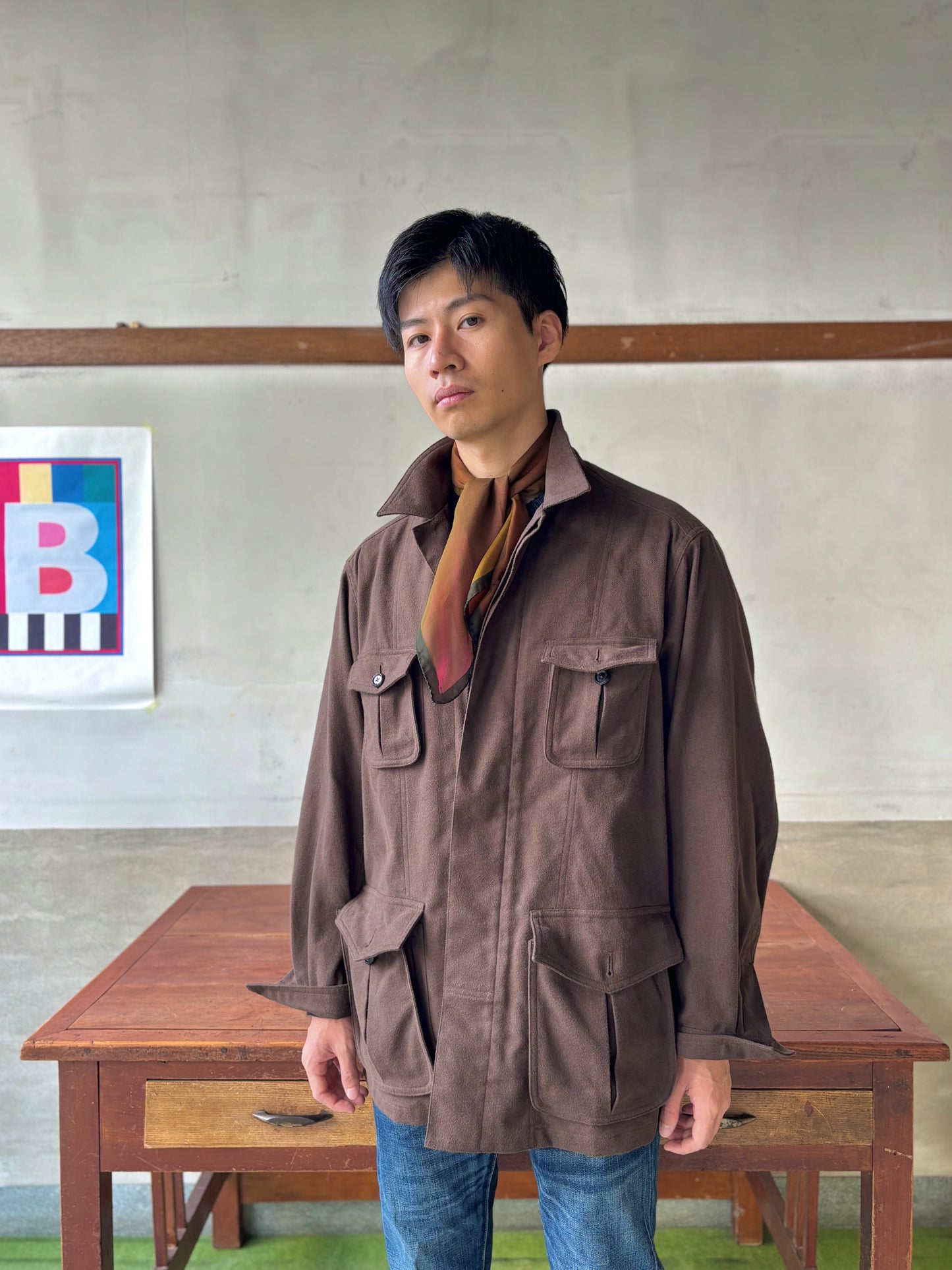 Bleck double faced silk scarf