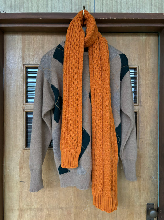 Arran cable cashmere scarf / Orange