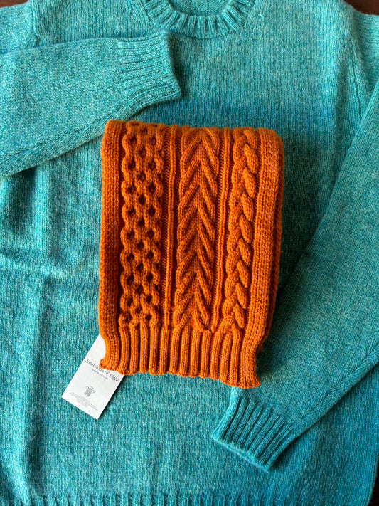 Arran cable cashmere scarf / Orange