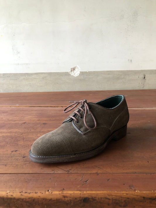 Tricker's olive suede derby shoes for Foggy & Sunny