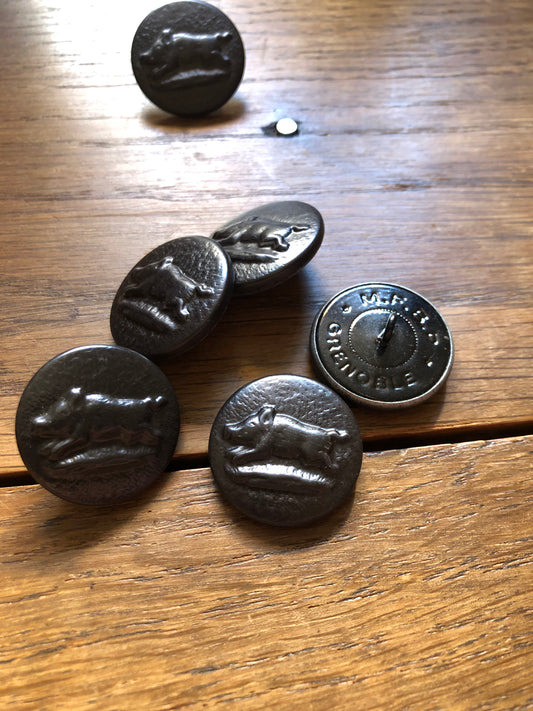 French vintage buttons / wild boar