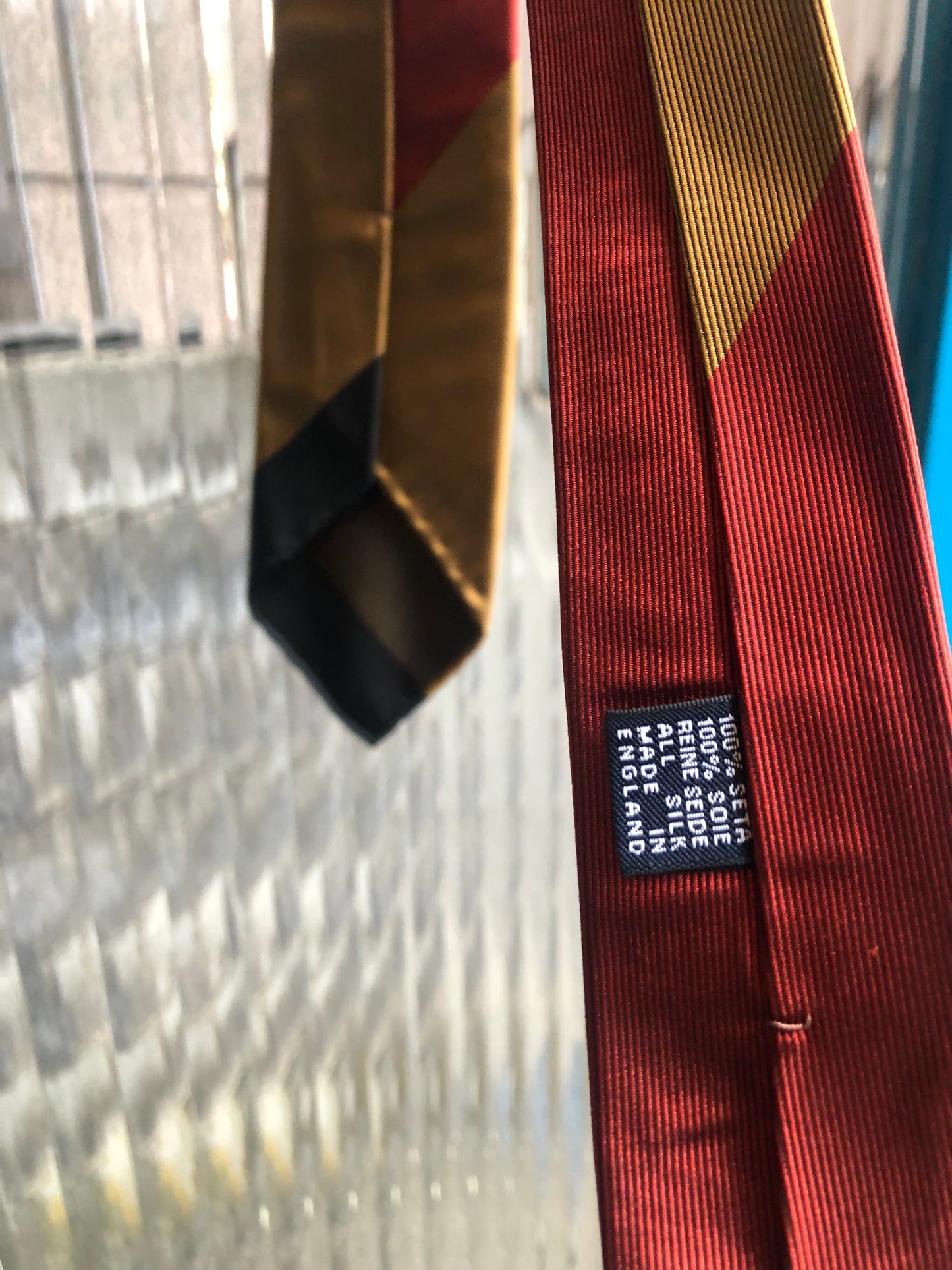 Drakes block stripe unlined tie