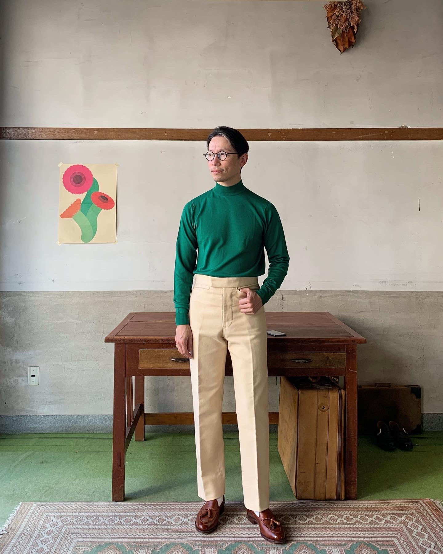 良品 JOHN SMEDLEY 30G モックネック ウール セーター XL