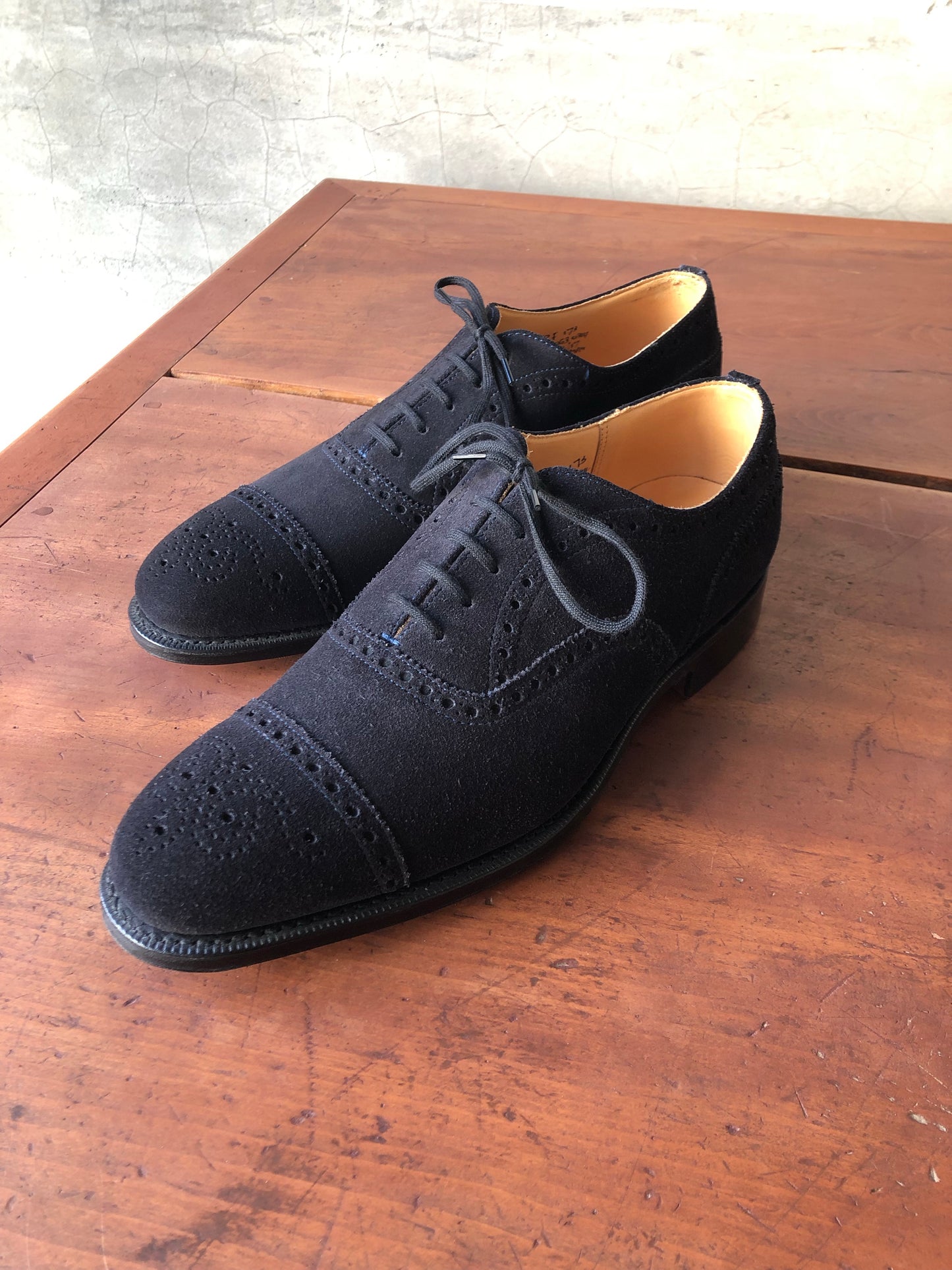 Church's navy suede shoes